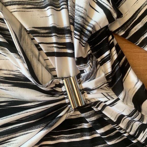 Calvin Klein Black and White Plus Wrap Blouse - Picture 3 of 4